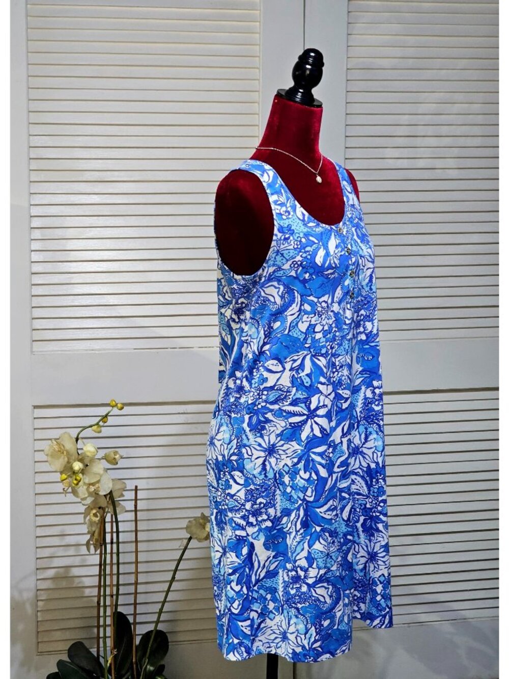Lilly Pulitzer Wo's Blue Lela Henley Tang Flocking Fabulous Tank Dress Sz S 2785 - Picture 3 of 15